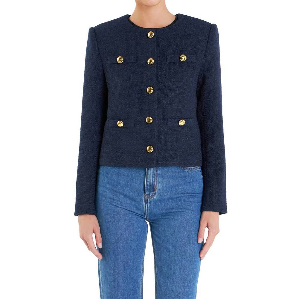NEW ENGLISH FACTORY button lady jacket in navy - Picture 3 of 5